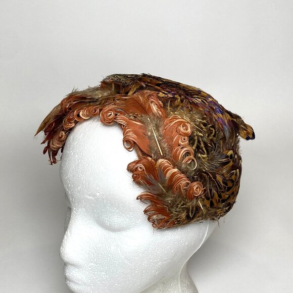 Vintage Feather Fascinator Headpiece Hat Emily Fifth Avenue Flapper Headband - Picture 1 of 10